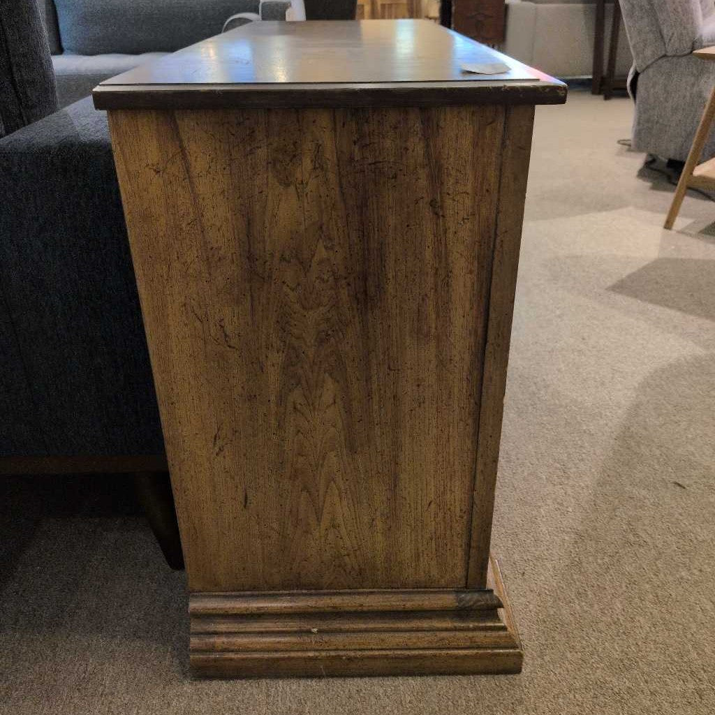 Vintage Burl Wood Single Door Cabinet (AS IS)