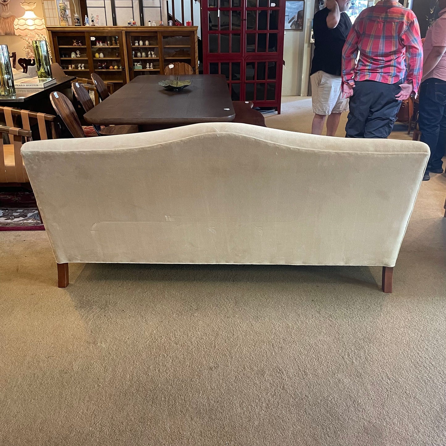 Taupe Velvet 1 Cushion Seat w/ 2 Button Back Sofa
