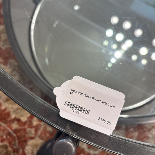 Industrial Glass Round side Table