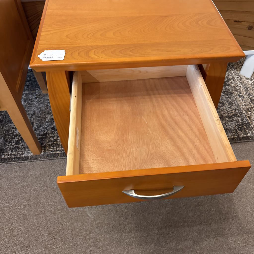 Natural Wood Drawer Nightstand