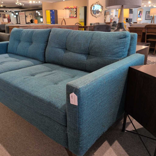 Teal Blue Tufted Sofa (AS IS)