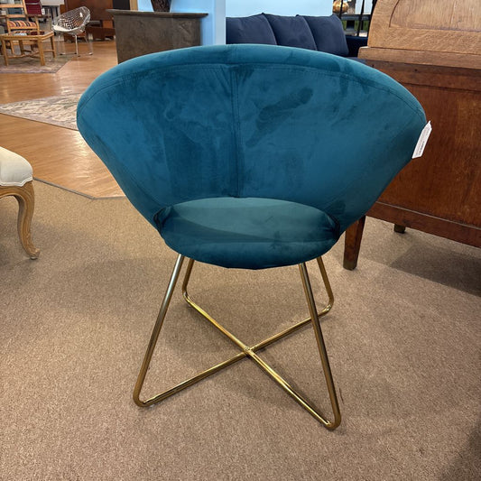 Teal Blue Brass Leg Accent Chair
