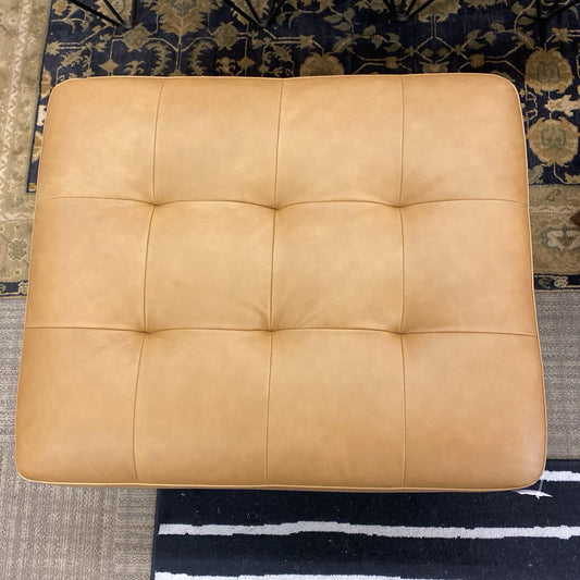 Tan Tufted Leather Ottoman U OTTOMANS