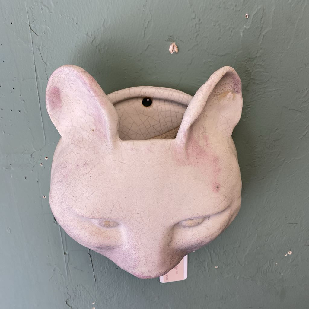 Indoor/Outdoor Feline Head Ceramic Planter UNIQUE FINDS