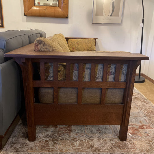 Mission Style Oak Sofa with Fruit Pillows