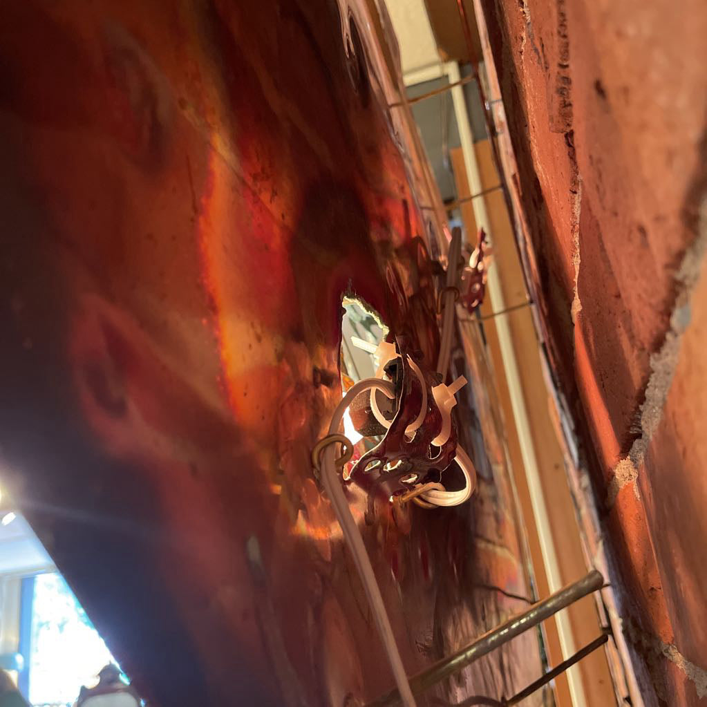 Oxidized Bronze Moose & Ship 3D Metal Light Up Wall Art