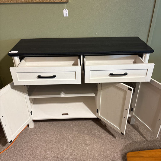 Black Top White Kitchen Cabinet