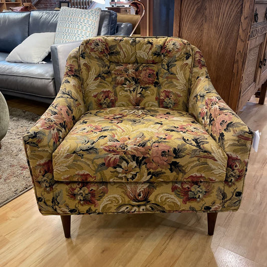 Precious Pink & Yellow Floral Accent Chair