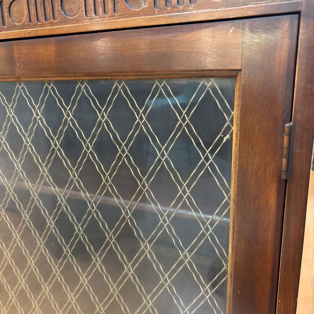 Vintage Mahogany Cross Lattice Glass Cabinet