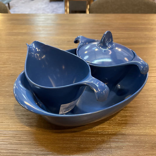Lenox Ware Cobalt Blue Sugar & Creamer with Bowl SET OF 3 UNIQUE FINDS