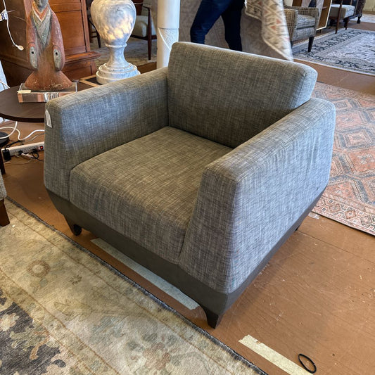 Modern Grey Leather And Fabric Chair