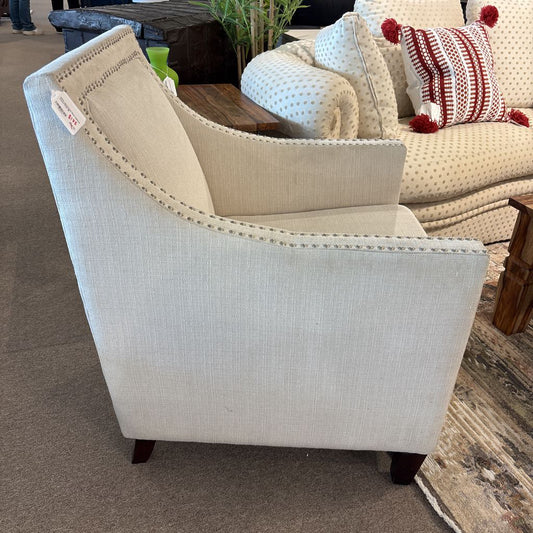 White Upholstered Silver Nailhead Accent Chair U ACCENT CHAIRS
