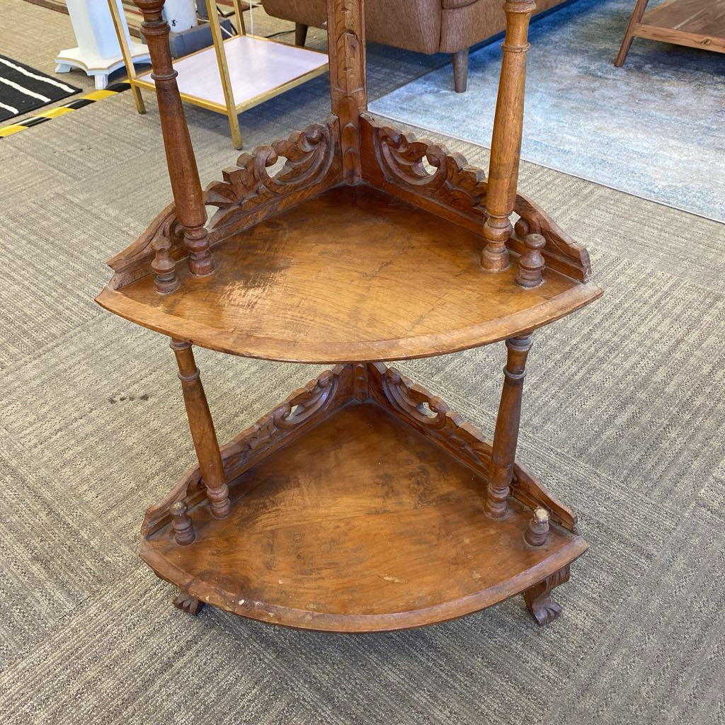 Carved Indonesian Corner Shelves