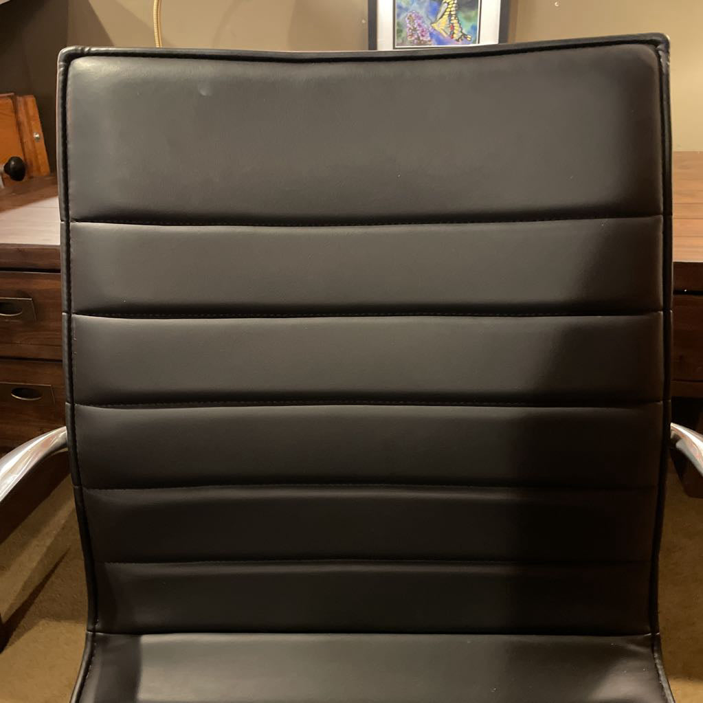 Black Leather and Metal Frame Contemporary Desk Chair
