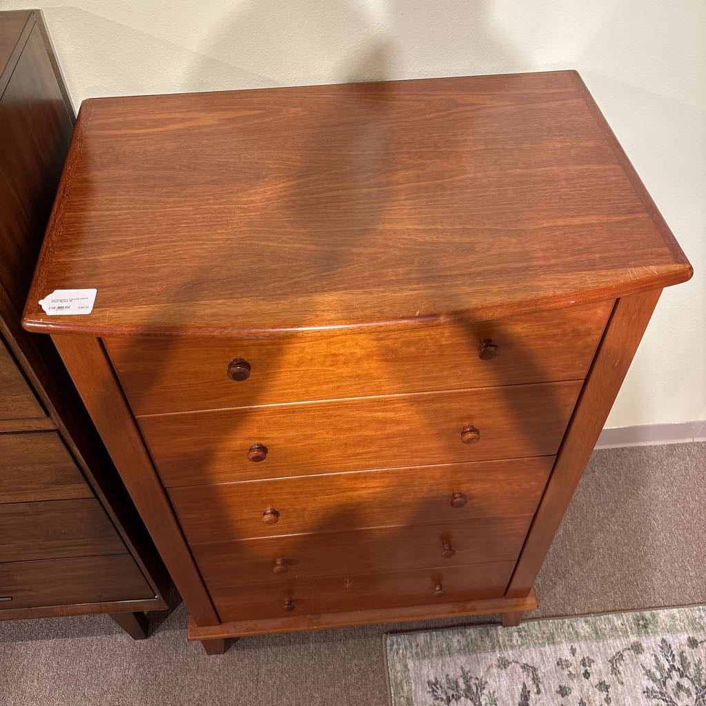 Contemporary 5 Drawer Cherry Wood Highboy