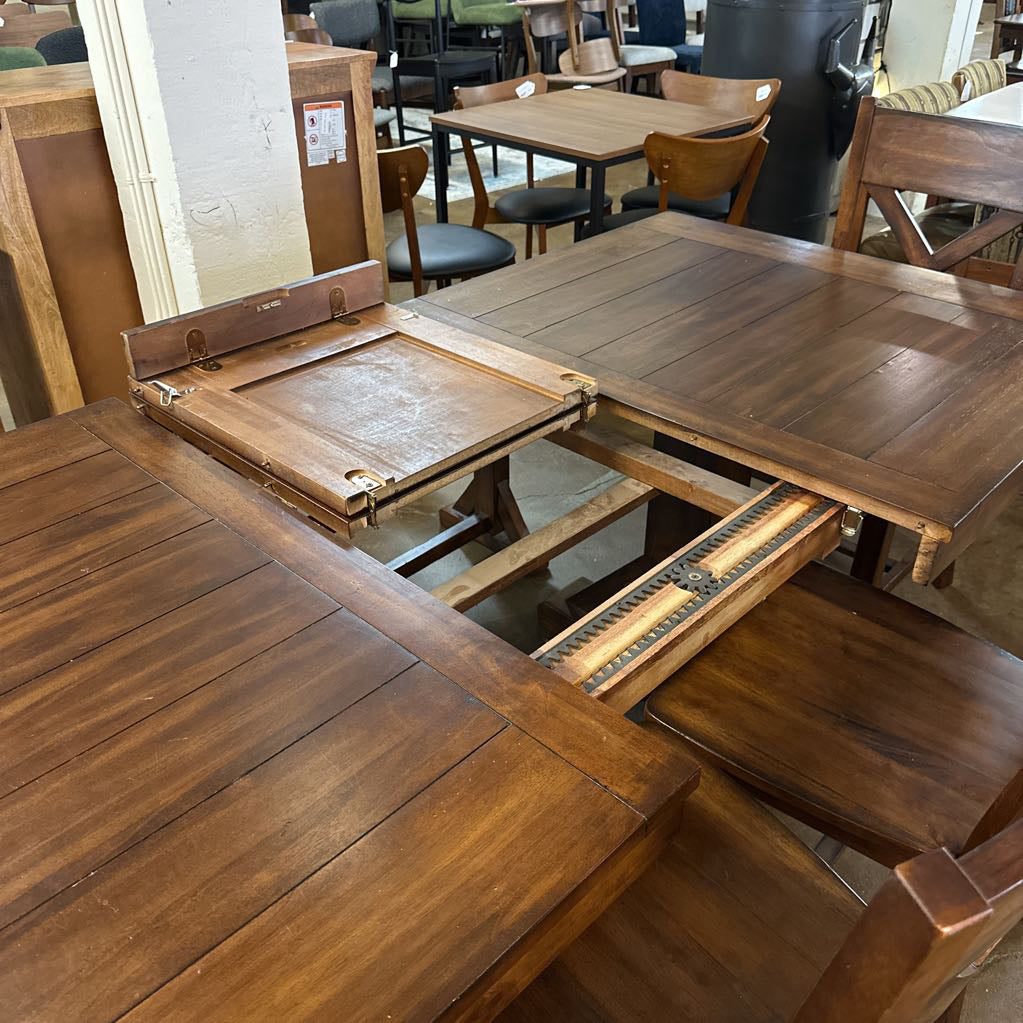Cost Plus Trestle Dining Table W/4 Chairs And Dining Bench