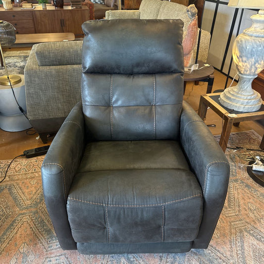 Grey Leather Power Recliner U ACCENT CHAIRS