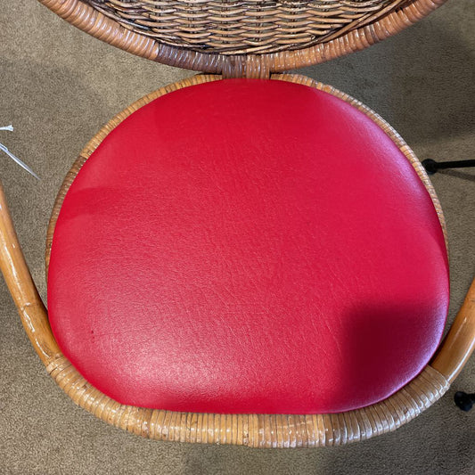 Glossy Woven Vintage Hong Kong Chair Set with Red Seats SET OF 2 U ACCENT CHAIRS