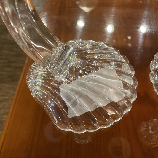 Clear Glass Shell Candlestick Set of 2 SMALLS
