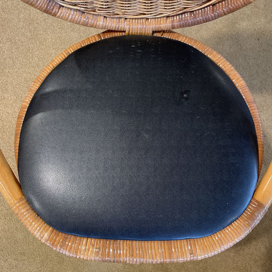 Glossy Woven Vintage Hong Kong Black Seat Chair AS IS U ACCENT CHAIRS