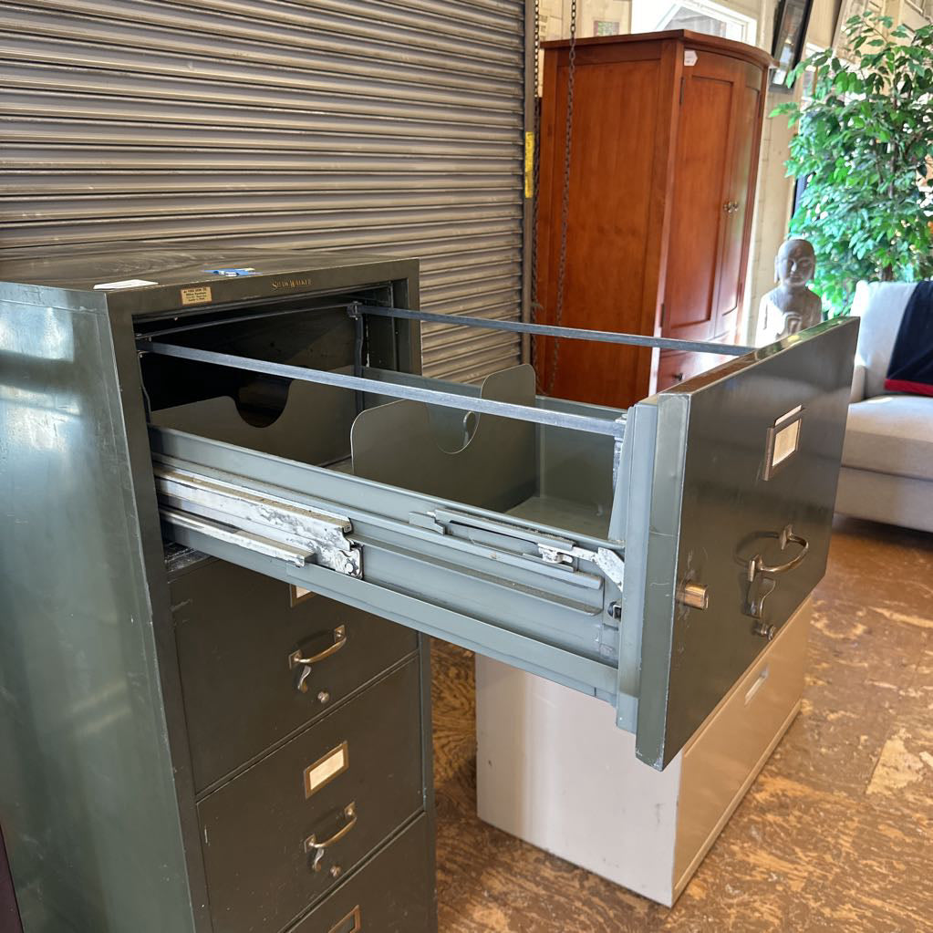 Grey Fire Proof Vintage File Cabinet