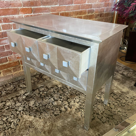 Silver Leaf 3 Drawer Entry Table C CONSOLE TABLES