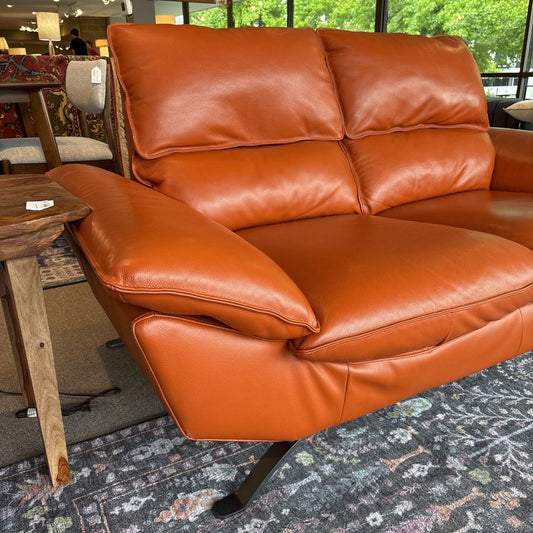 Dania Orange MCM Top Grain Leather Loveseat