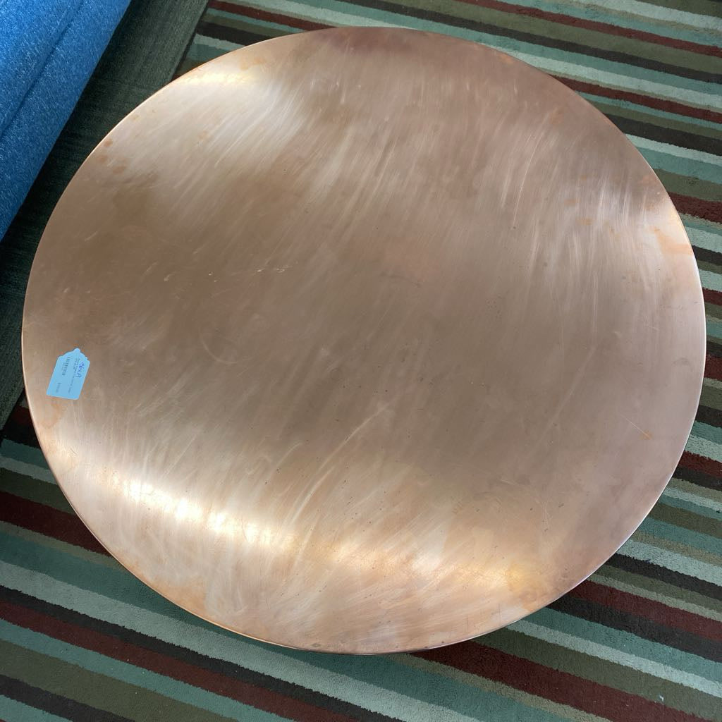 Round Copper Top Coffee Table (AS IS)