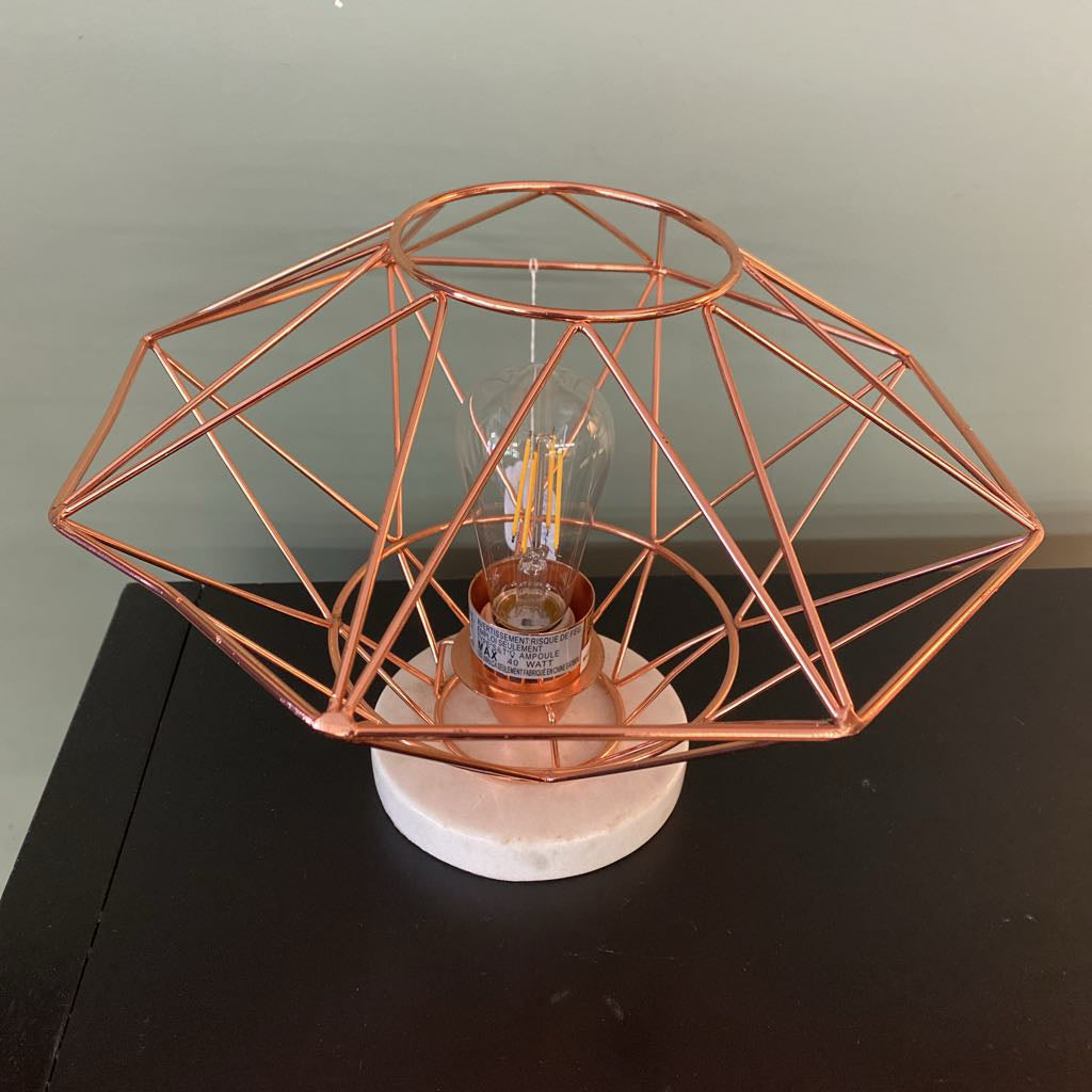 Geometric Copper Stone Base Accent Lamp