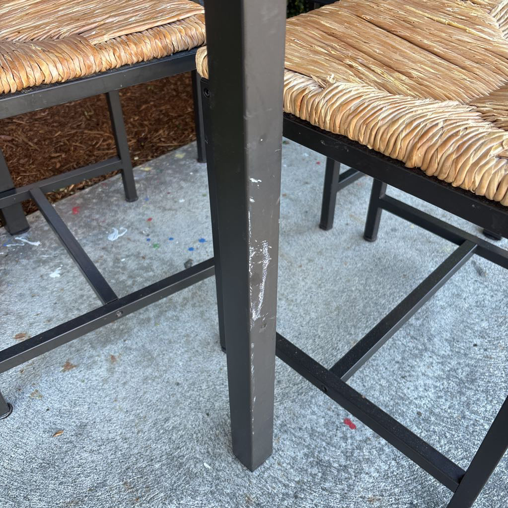 Glass Top Square Outdoor Dining Table w/3 Chairs