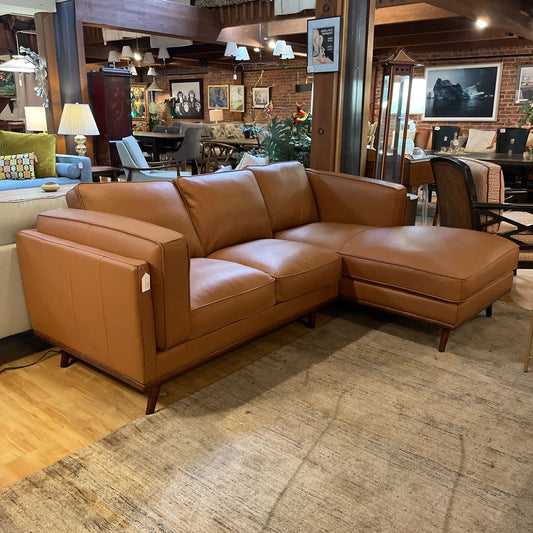 Karlstad Terracotta Leather RAF Chaise Sectional