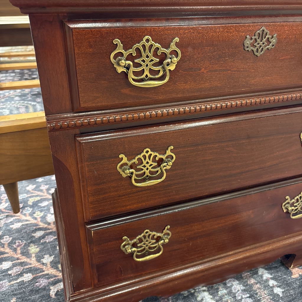 Cherry Wood Brass Hardware Nightstand