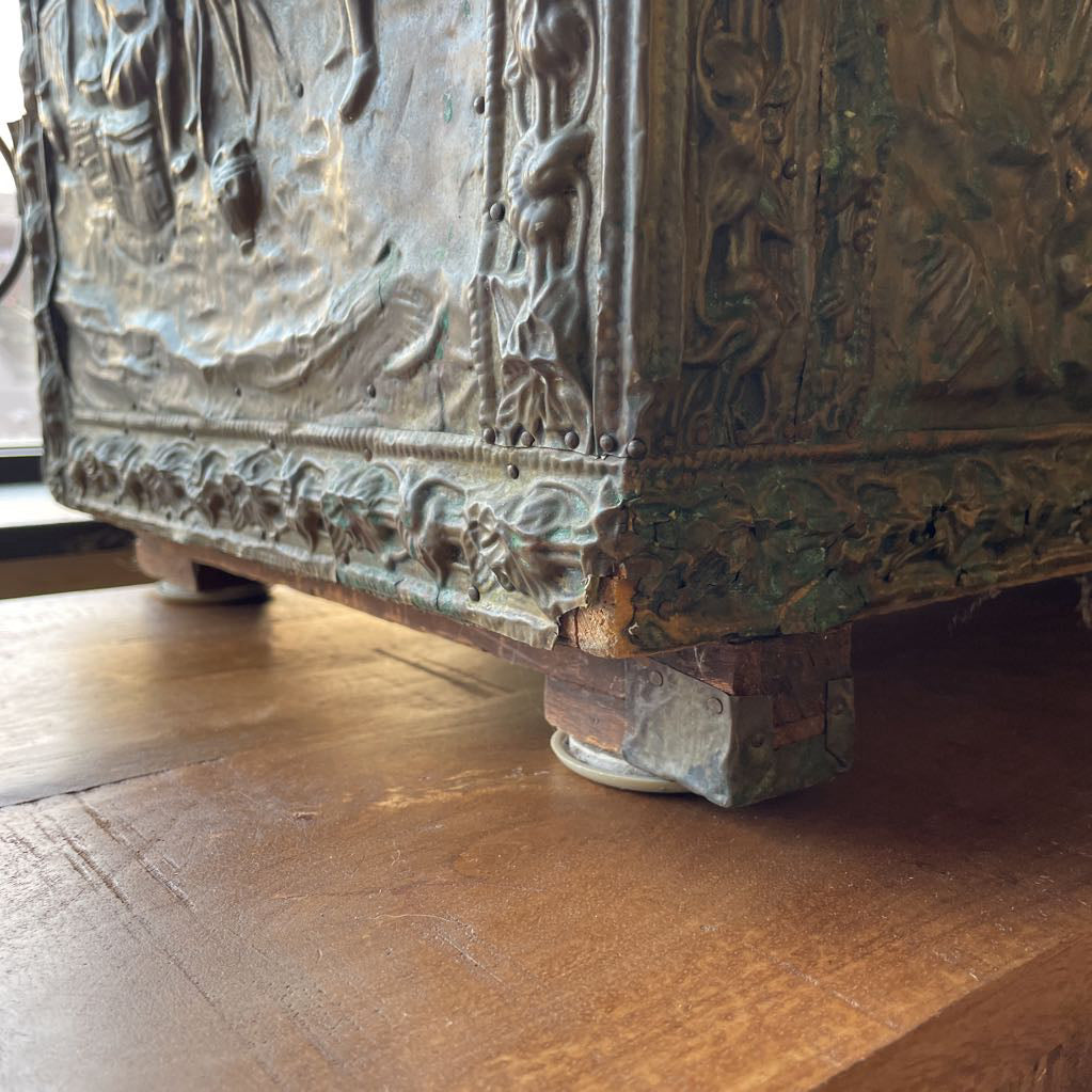 Embossed Brass Firewood Box