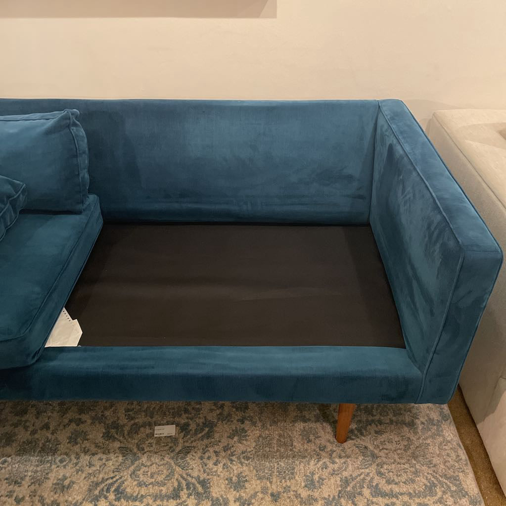 West Elm Teal Monroe Velvet Sofa