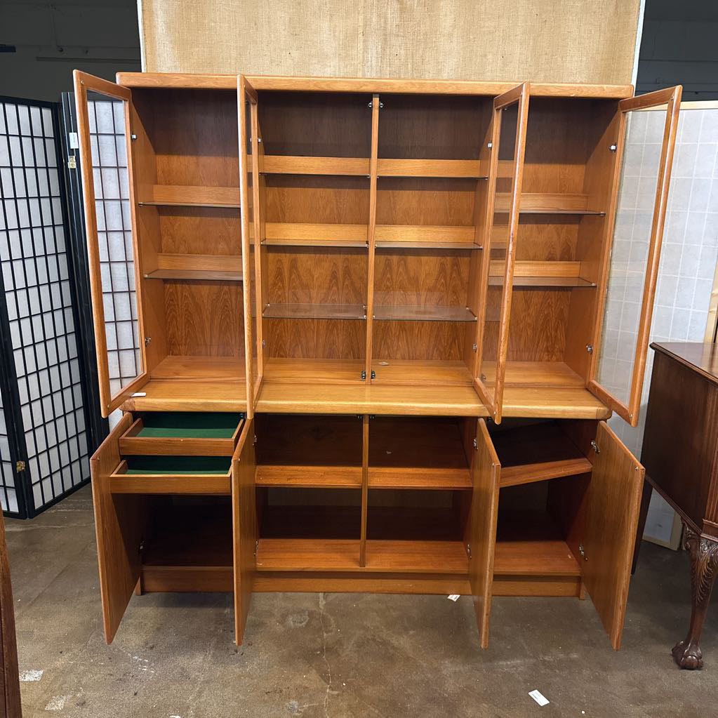Teak Hutch W/ 4-Door Top & Bottom