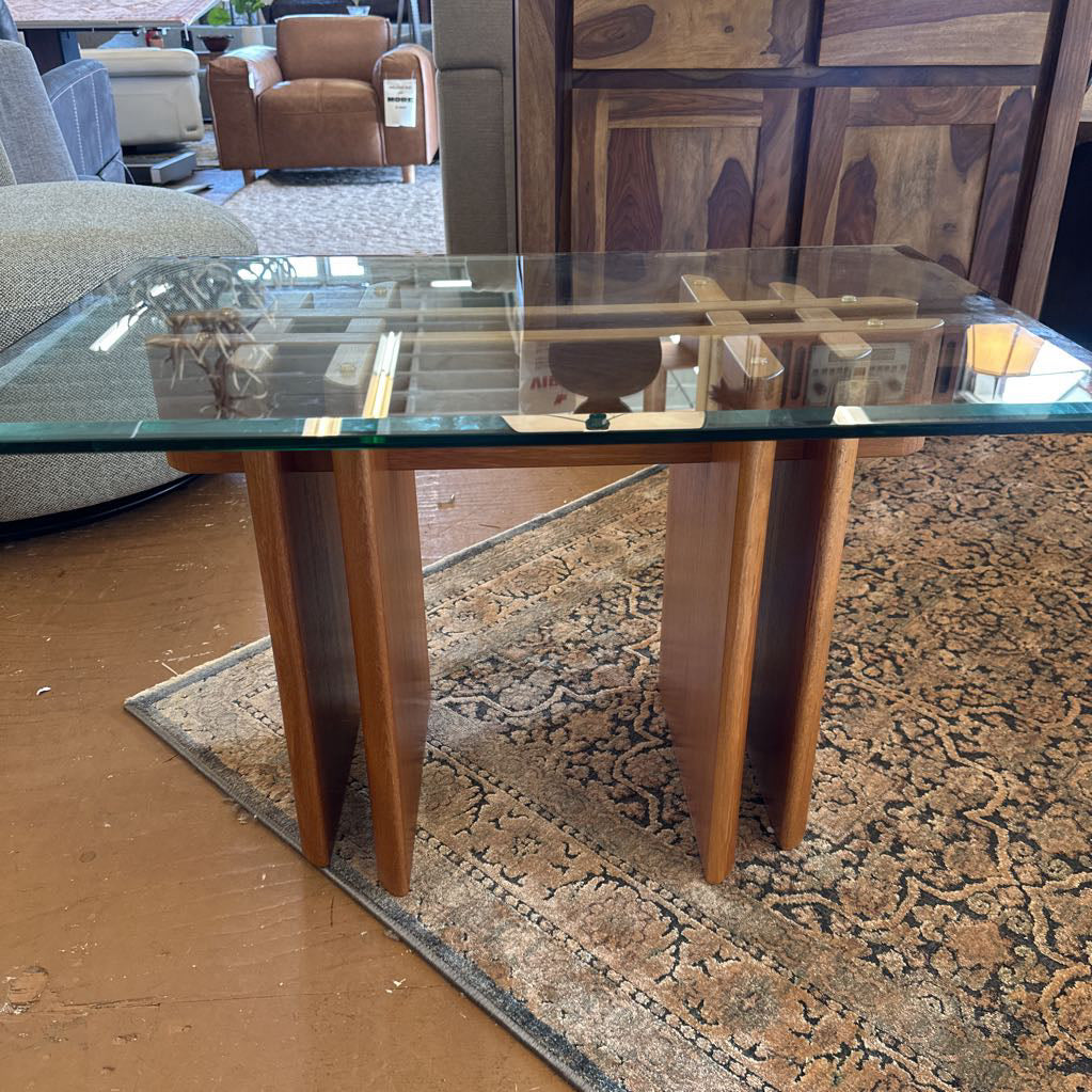 Danish Modern Glass Top Side Table