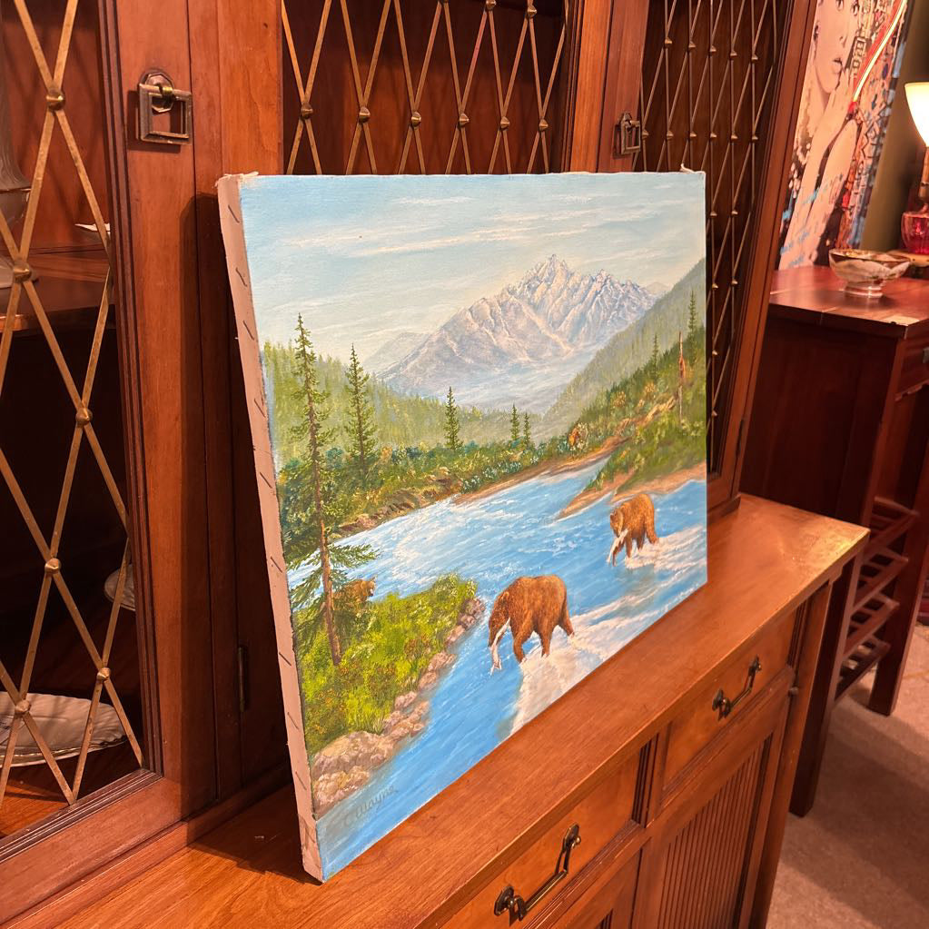 Bears at the Salmon Run Painting