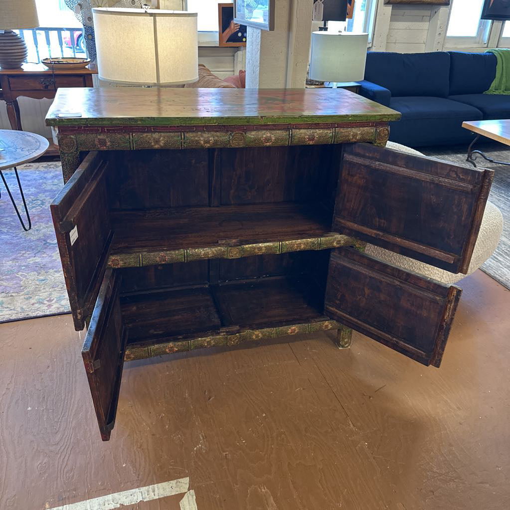 Asian Painted Motif Cabinet