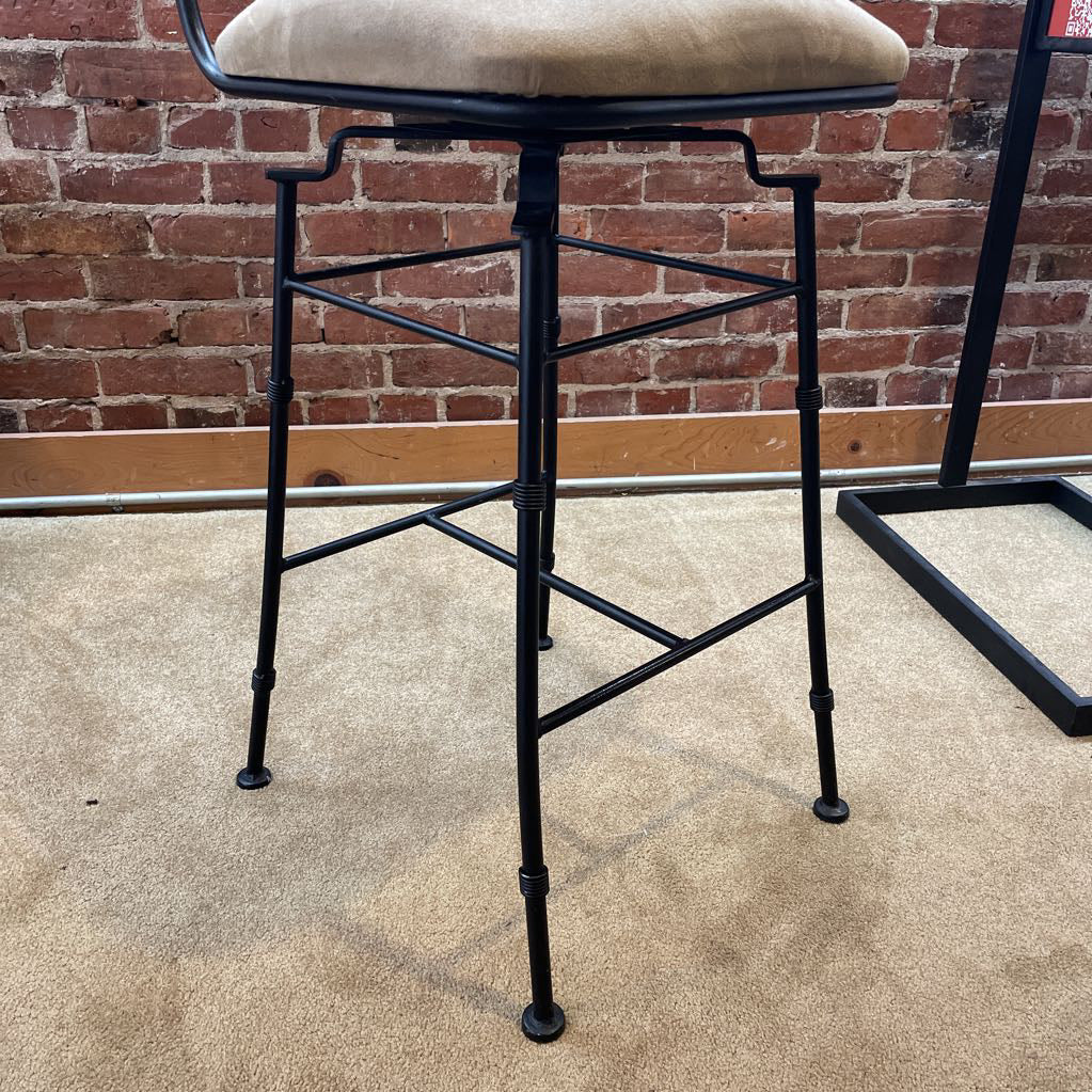 Iron Frame Beige Seat Swivel Stool C STOOLS