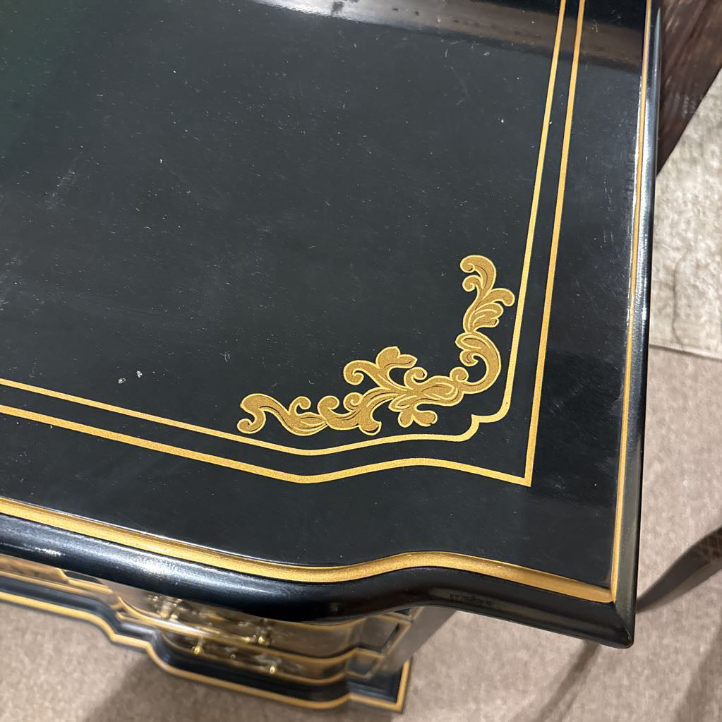 Black 3 Drawer Rococo Style Chest