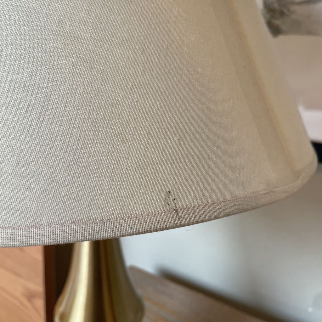 Round Brass Table Lamp with Wide Shade