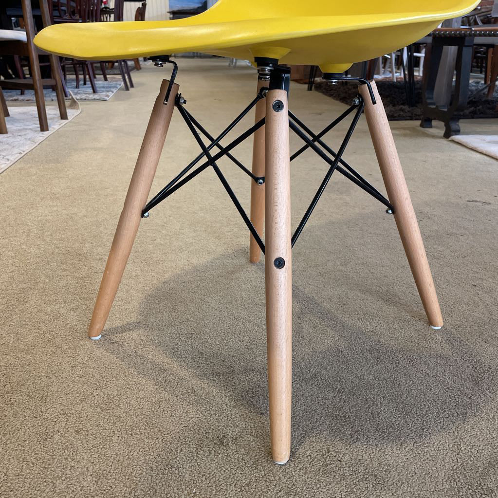 Yellow Molded Chair with Blond Legs