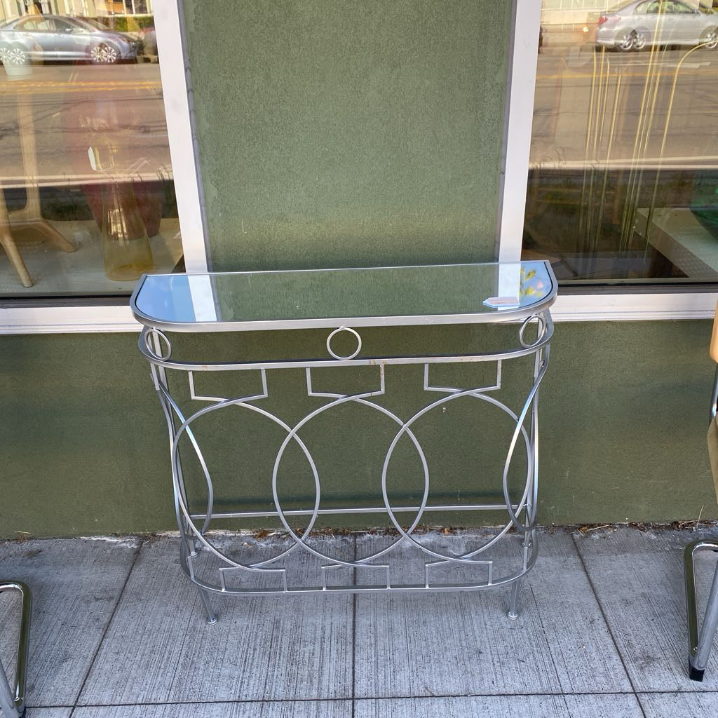 Silver Entry Table w/Mirror Top