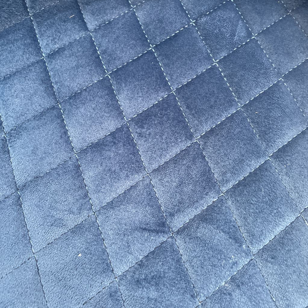 Blue Quilted Velvet Counter Stool
