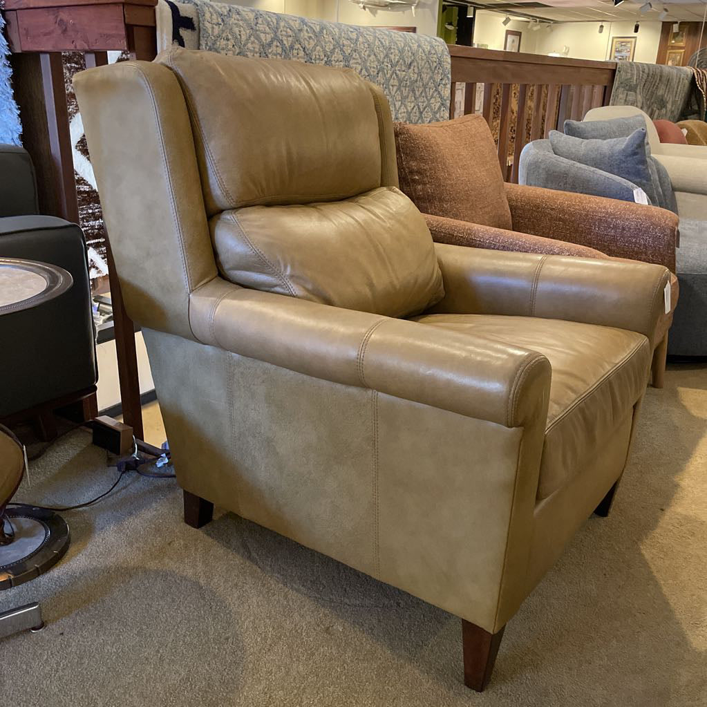 STICKLEY Rolled Arm Leather Accent Chair