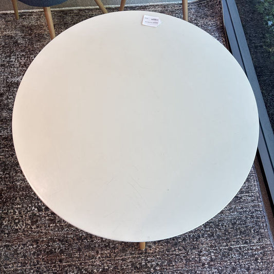 Round White Wood Dining Table (AS IS) C DINING TABLES