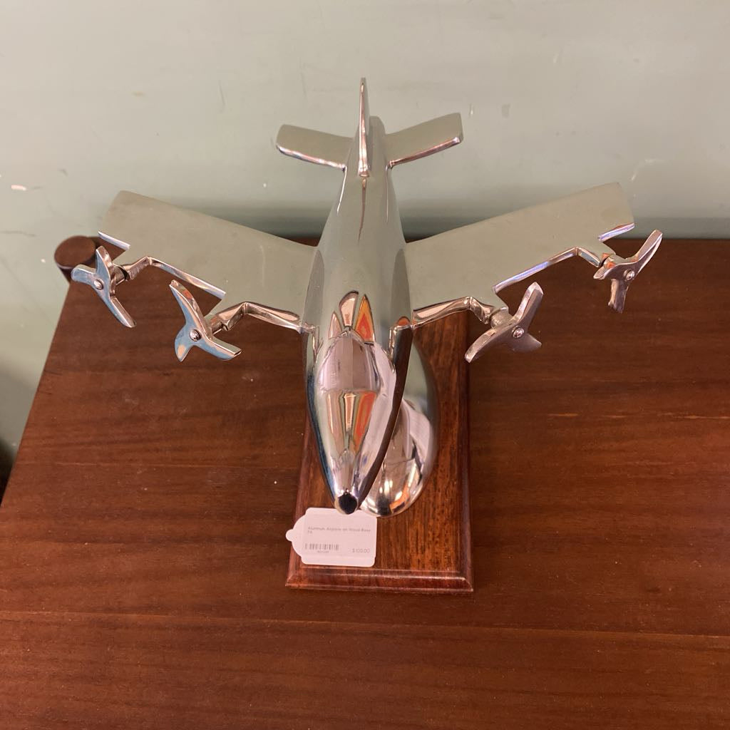 Aluminum Airplane on Wood Base SMALLS