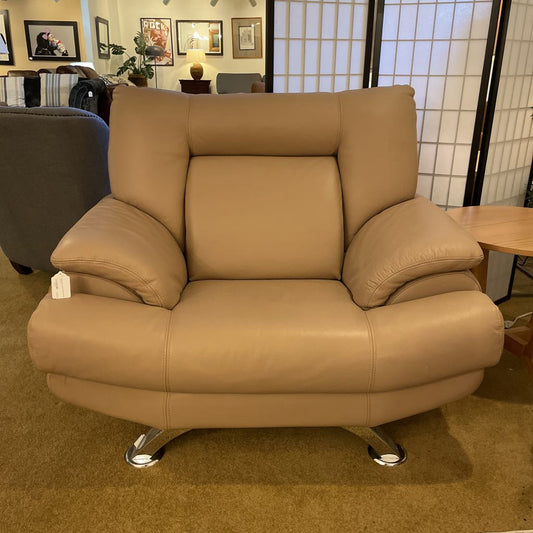 Italian Tan Leather Contemporary Chair U ACCENT CHAIRS