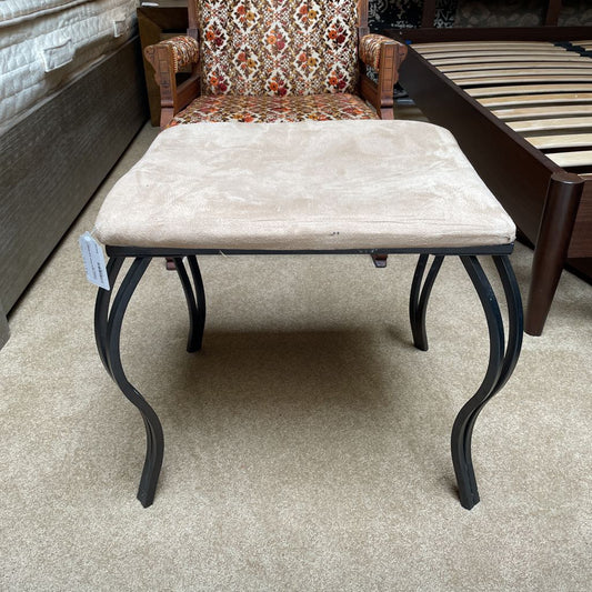 Square Metal Stool with Beige Cushion C STOOLS