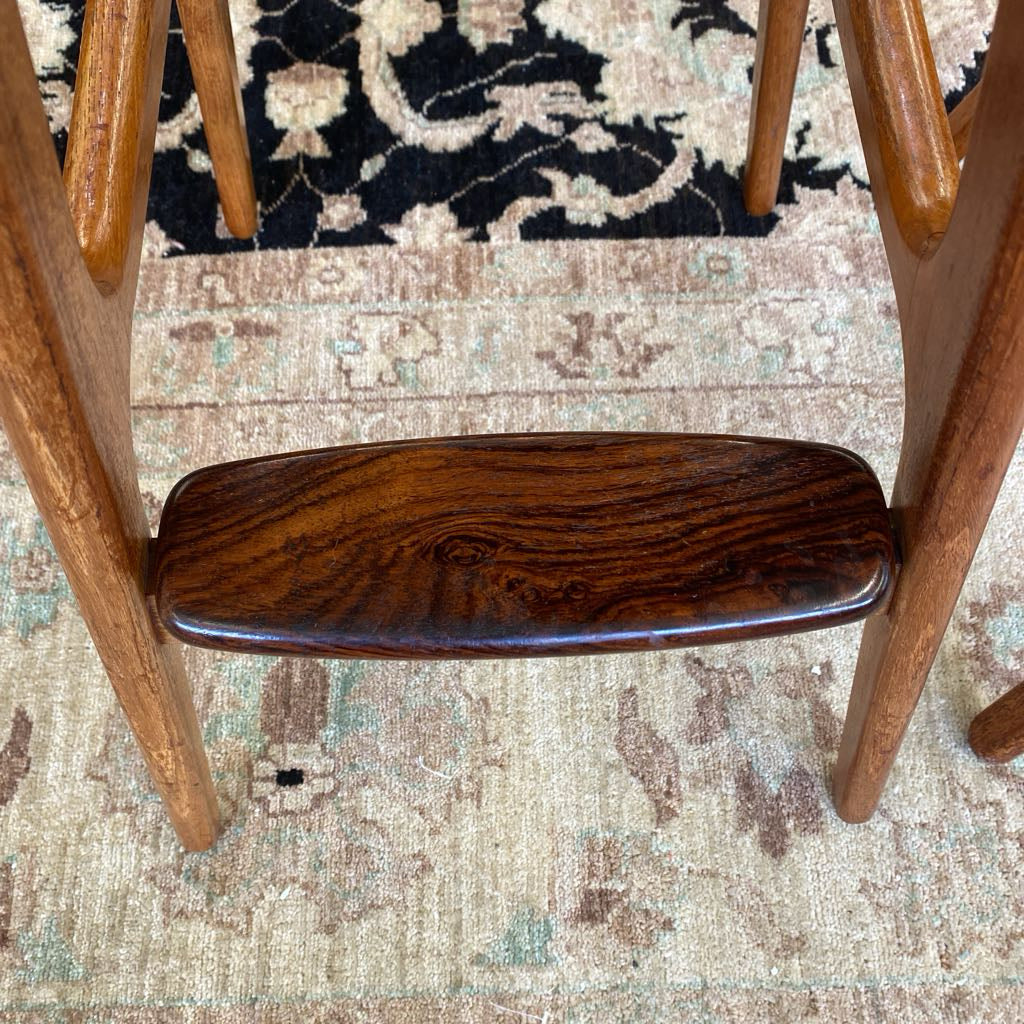 O.D. MOBLER Danish Teak Bar Stool w/ Rosewood Foot Rest SET 4